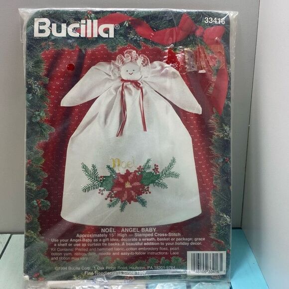 Bucilla Noel Angel Baby Christmas Cross Stitch Kit 33416 Holiday Craft 15” Vinta - Picture 1 of 2